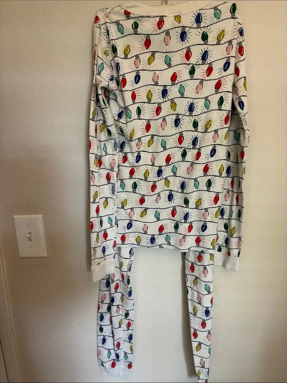 Kids Hanna Andersson White Holiday Light Print Pajama Set size 14